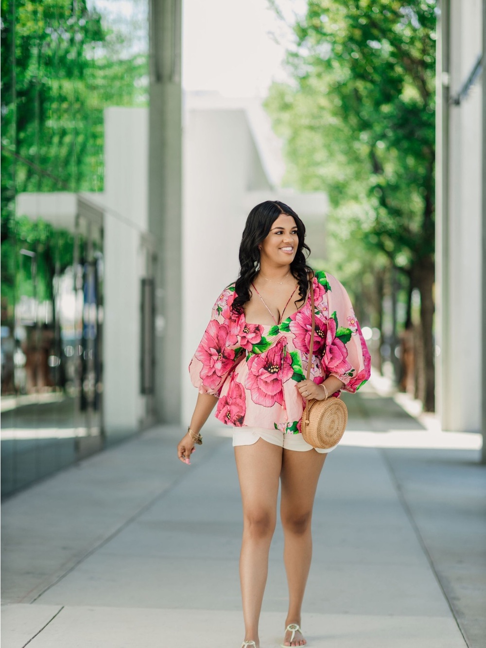 FARM Rio Chita Floral Print Babydoll Blouse - Picture 5 of 5